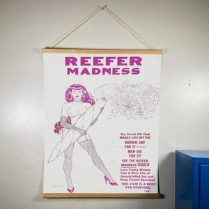 Reefer Madness Canvas Wooden Gold Hanger